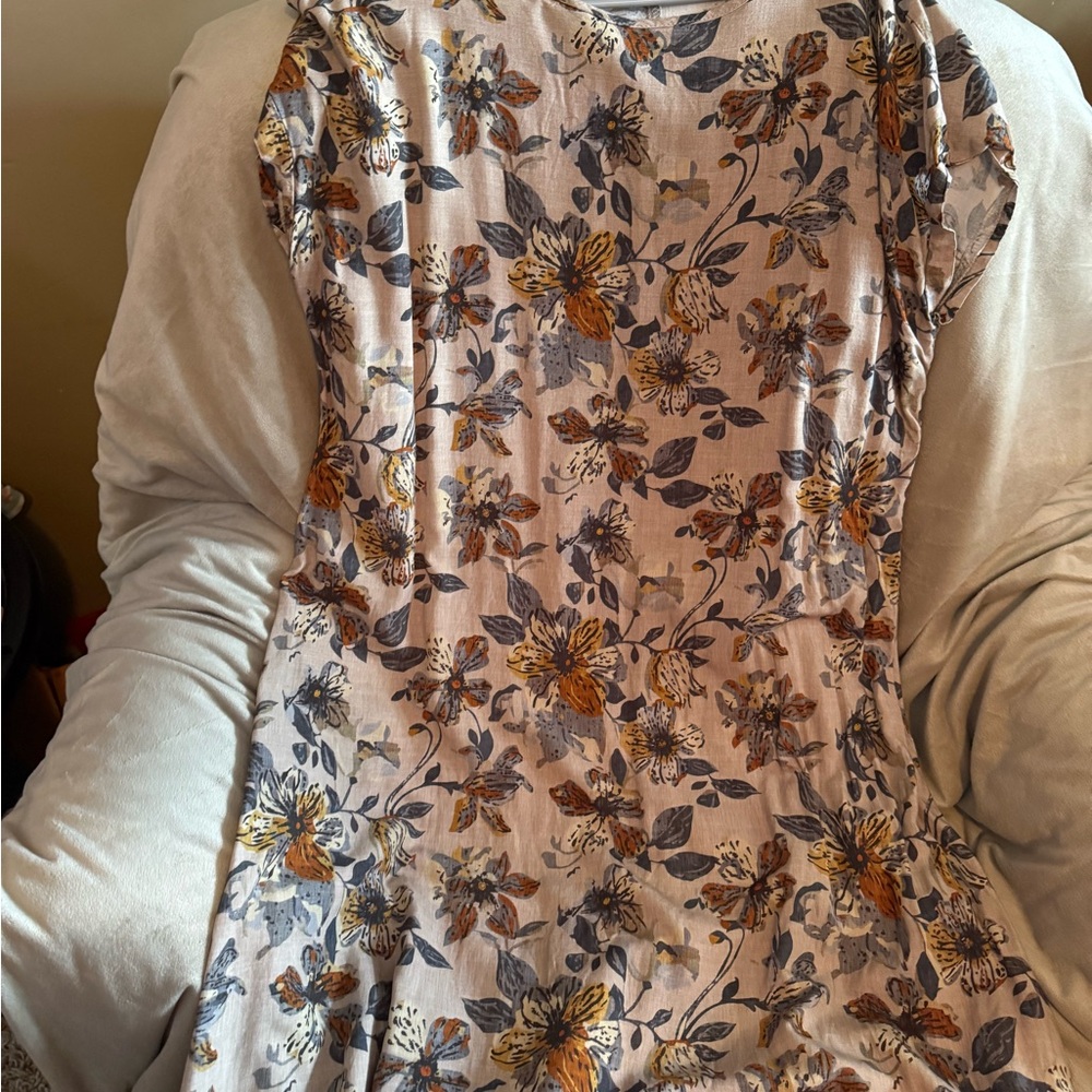 Floral Light Pink & Mustard Day Dress